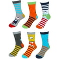thumbnail image 6 of Jefferies Socks Boys Socks, 6 Pairs Monster Pattern Striped Cotton Crew Socks (Little Boys & Big Boys), 6 of 8
