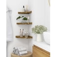 thumbnail image 4 of Afuly Floating Corner Shelves for Wall, Rustic Solid Brown Wood Wall Mounted Corner Shelf, 3 Set, 4 of 6