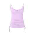 thumbnail image 4 of Womens Tank Tops Low Cut Ruched Backless Side Drawstring Sleeveless Top T Shirts Festival Club Wear Spaghetti Strap, 4 of 5