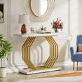 thumbnail image 3 of Tribesigns Gold Console Table, Faux Marble Entryway Table Narrow Sofa Table, 40 Inch Modern Entrance Table for Living Room, 3 of 7