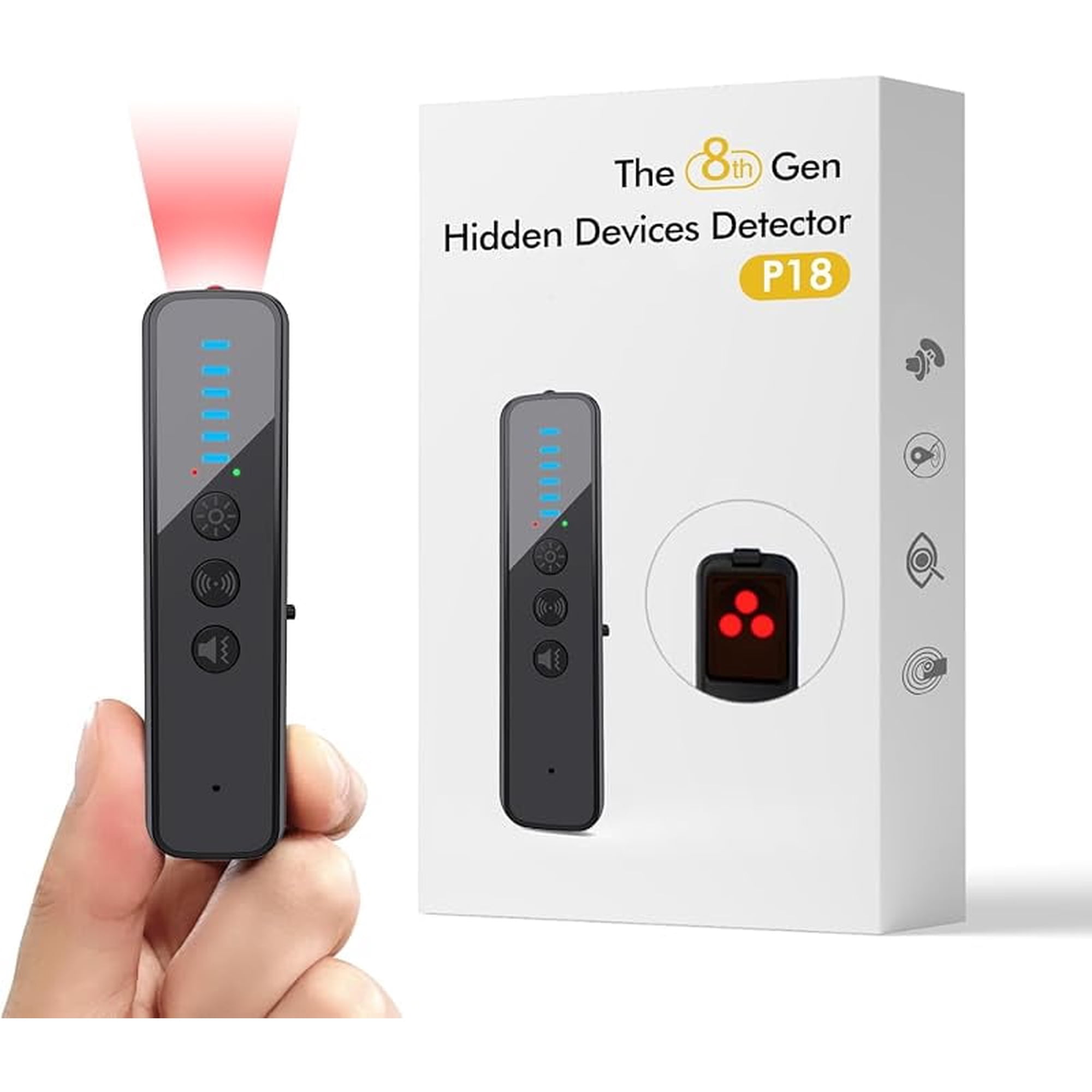 Upgraded Hidden Camera Detector - AI-Powered Anti-Spy Device, GPS Tracker & Bug Detector, Portable RF Signal Scanner for Hotels, Travel, Home & Office (Black)