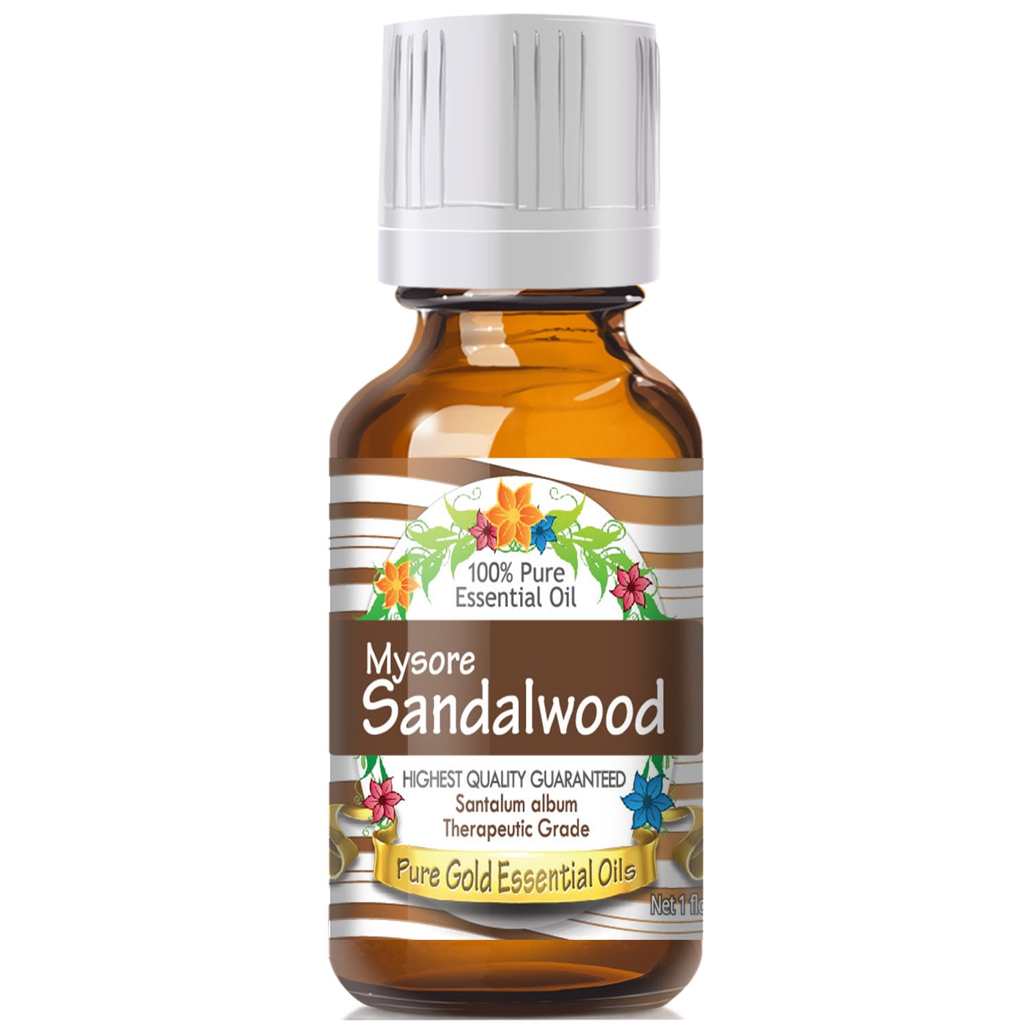 Pure Gold East Indian Mysore Sandalwood Essential Oil, 100 Natural & Undiluted, 30ml