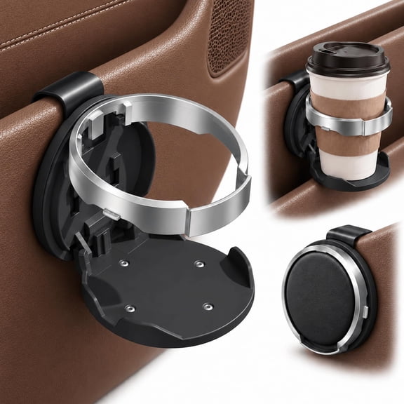 Clip On Cup Holder For Car, Collapsible Car Cup Holder, Cup Holder For Car Door, Foldable Drink Holder With Hook
