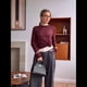 thumbnail image 4 of Suéter Básico de Cuello Redondo para Mujer, Jersey de Larga y Cuello Redondo. Rojo Oscuro L, 4 of 8