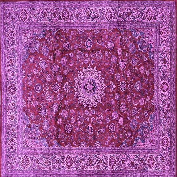 Ahgly Company Indoor Square Medallion Purple Traditional Area Rugs, 4' Square