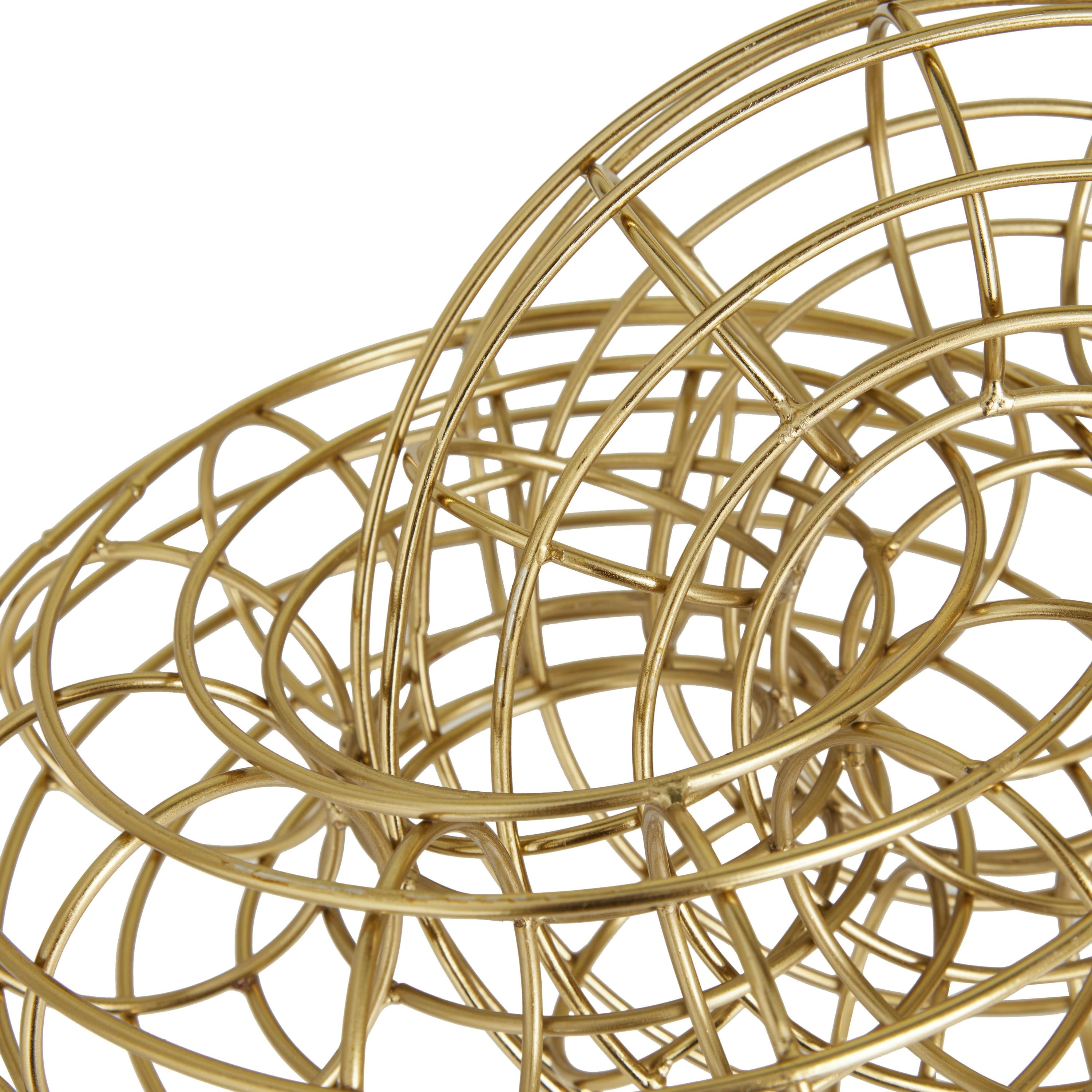 12"W, 7"H Gold Metal Wire Chain Sculpture, by DecMode (2 Count)