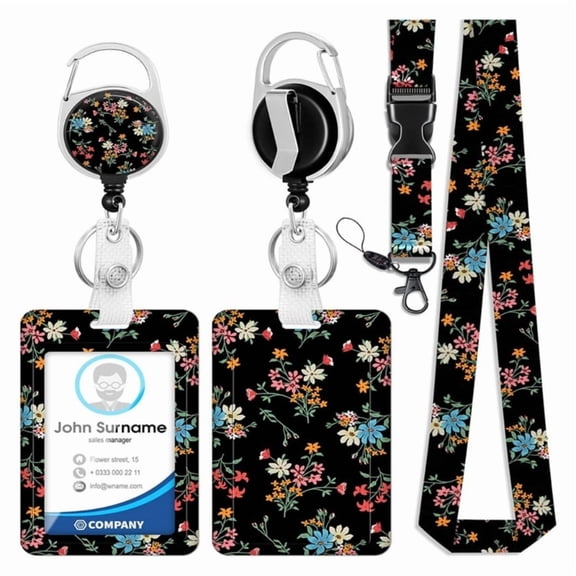 Sliding Action Card Holder Retractable ABS Badge Holder With Removable Lanyard