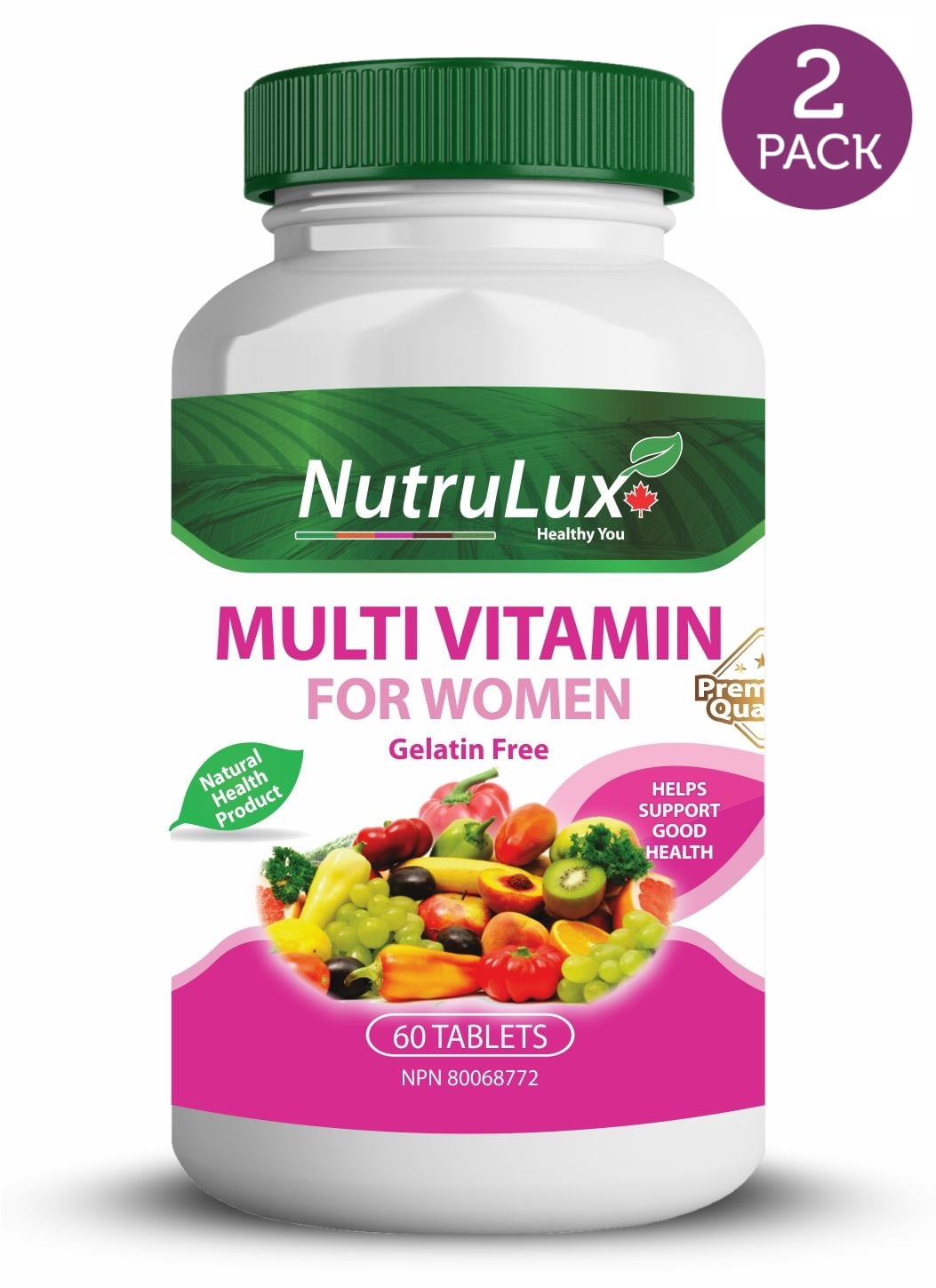 NutruLux Multivitamin For Women ( 60 mg Vitamin C ) Halal Gelatin Free Tablets(Pack of 2)