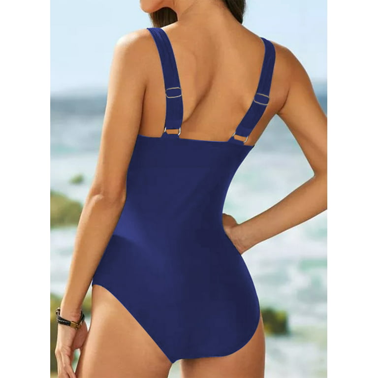 Eytino One Piece Swimsuit Women Color Block Print Swimsuits Criss-Cross  Back V Neck Bathing Suits Athletic Padded Athletic Training Swimwear
