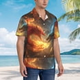 thumbnail image 5 of Daiia Red And Blue Fire Dragon B Hawaiian Shirt for Men Gentle Cotton Regular Short Sleeve Casual-Medium, 5 of 9