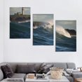 thumbnail image 4 of Nawypu  3D Sea Wave Lighthouse Landscape Paintings On Canvas Horizontal Wall Art for Living Room Dining Room 12''x16''X3 Panels, 4 of 4