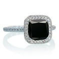 thumbnail image 2 of 1.5 Carat Cushion Cut Classic Black Diamond and diamond Halo Multistone Engagement Ring on 10k White Gold, 2 of 2