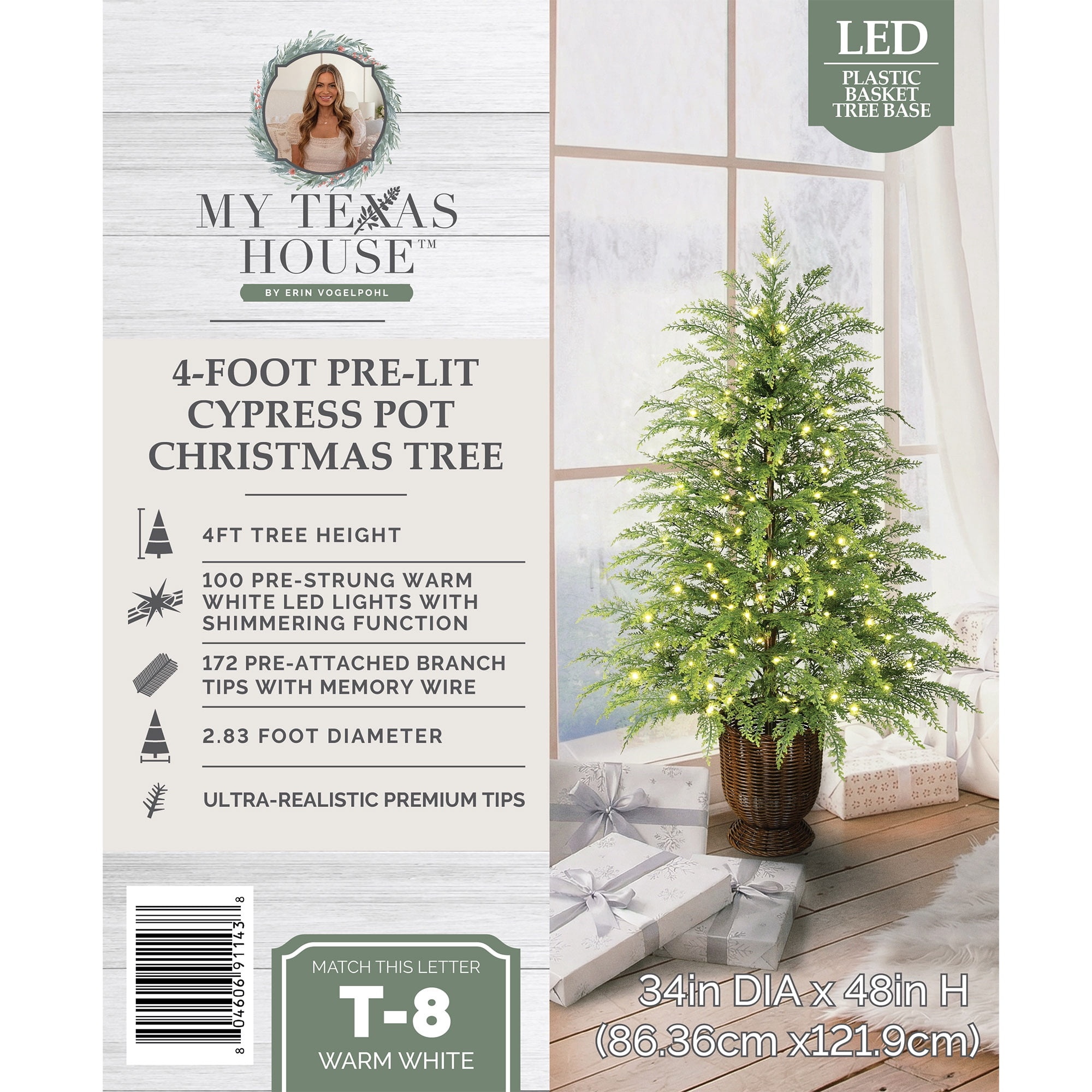 My Texas House 4' Pre-Lit Cypress Green Christmas Tree photo 6