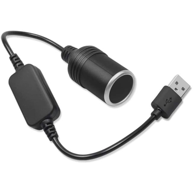 Usb To 12V Dc Power Adapter-Usb 5V A Male To 12V Car Cigarette Lighter Socket Power Adapter Suitable For Driving Recorder Dvr Driving Recorder Gps (Max 10W 0.8A)