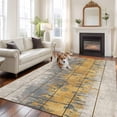 thumbnail image 2 of Area Rug for Living Room, Yellow Grey Abstract Non-Slip Indoor Ex Large Carpet for Bedroom/Dining Room, Gradient Geometric Graffiti Retro Wooden Washable Low-Profile Floor Runner Rugs - 8 x 10 Ft, 2 of 8