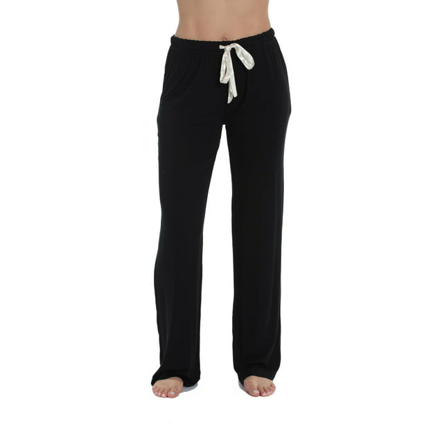 #followme Ultra Soft Solid Stretch Jersey Pajama Pants for Women (Black ...