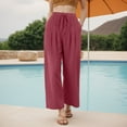 thumbnail image 2 of GEWSEY Women's Summer High Waisted Baggy Pants Casual Below Ankle Length Trouser Slacks with Pockets (, L), 2 of 5
