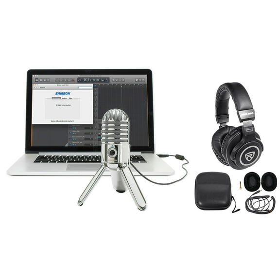 Samson Podcast Recording Podcasting Microphone Pro Headphones Cables Case