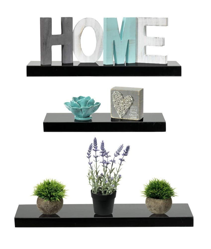 Mark One Home Goods 3 Tier Floating Wood Shelf - Floating ...