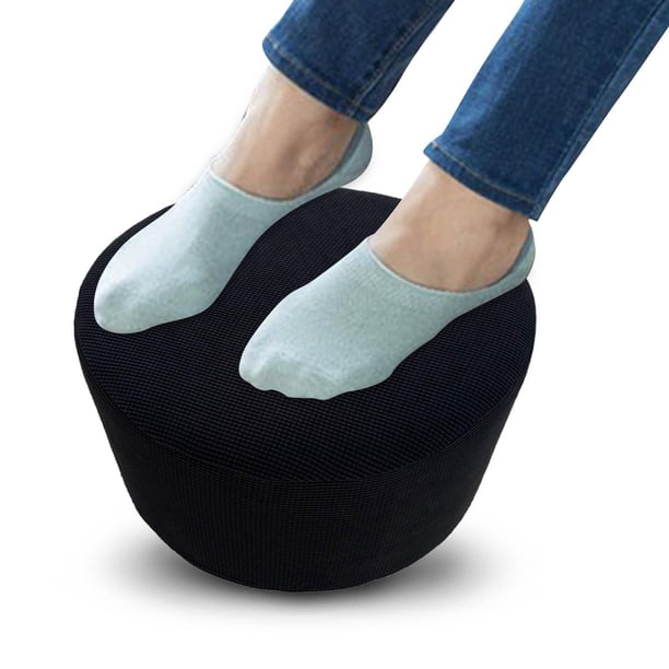 Funda redonda estirable para reposapiés de dormitorio inferior elástica, protector de muebles lavable, decoración, funda para reposa Negro BLESIY Funda otomana redonda