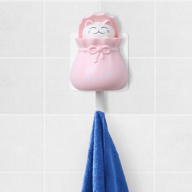 Gancho Para Llaves De Gato Gancho creativo para llaves de gato Colgadores de puerta de dormitorio sin costuras Gancho de pared (rosa)