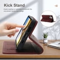 thumbnail image 5 of for iPhone 16 Pro Wallet Case Cover, Luxury Wallet Case with Card Holder Magnetic Clasp Kickstand PU Leather Folio Protective Phone Case for iPhone 16 Pro, Winered, 5 of 11