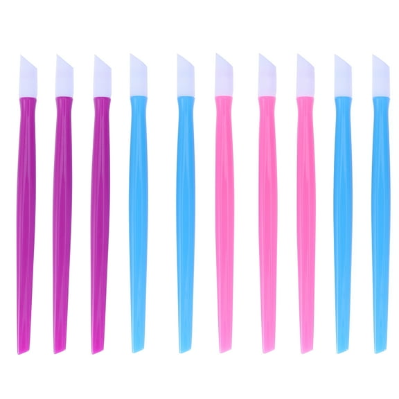 ACDANC 10pcs Nail Cuticle Pusher Professional Dead Skin Remover Manicure Tool Tipped Plastic Handle Nail Art Tool (Random Color) 3.81x0.39x0.31in