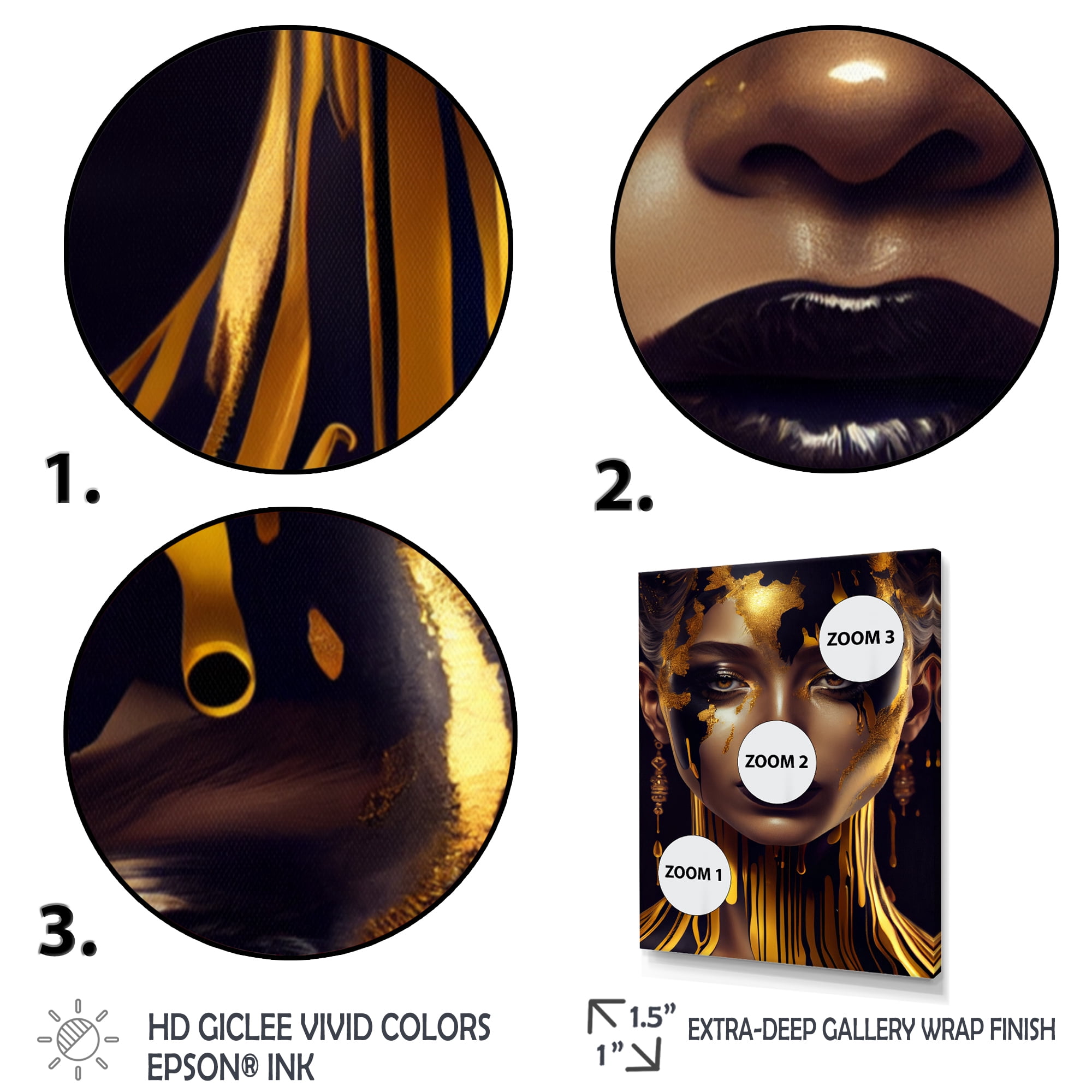 Designart Sensual Liquid Gold Woman V Canvas Wall Art