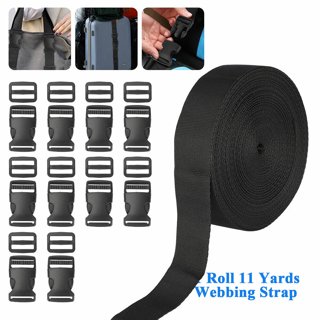 RETON Nylon Webbing Strap, 1 1/4 Inch Black Nylon Heavy Webbing