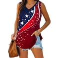 thumbnail image 2 of Moxiu 4 of July Tank Top Women Patriotic Tank Tops American Flag Independence Day Sleeveless Tops Curvy Hem Tunic Blouses Red,L, 2 of 7