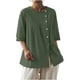 thumbnail image 1 of Mujeres 3/4 Manga Verano Tops Color Sólido Cuello Redondo Botón Cordón Blusa Casual para Diario, 1 of 7