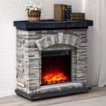 thumbnail image 2 of 36" Electric Fireplace Mantel with Faux Brick-Grey, 2 of 7