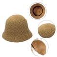 thumbnail image 3 of Sombrero de cubo para mujer, sombrero de campana de lino y algodón tejido a la moda, gorro de ganchillo de Color sólido, sombrero de playa, sombrero tejido para el sol, 3 of 7