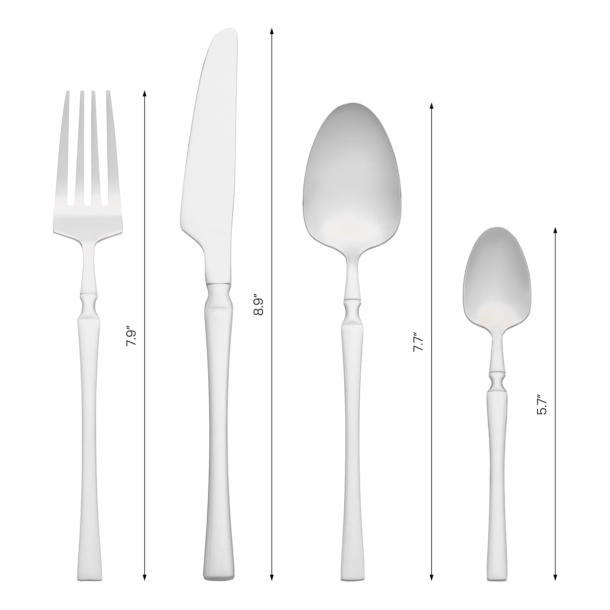 Unique Bargains 20 Pcs Stainless Steel Flatware Set Mirror Polished Cutlery Silver