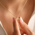 thumbnail image 6 of Turandoss 14K Gold Plated Cross Necklace for Women Faith Christian Jewelry GiftDainty 14K Gold Plated Plated Cz Necklace Simple Cubic Zirconia Cross Pendant Necklace Women Trendy Religious Gift, 6 of 8