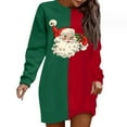 thumbnail image 1 of WILLBEST Sudadera Informal de Mujer con Estampado Navideño Interesante En Bloques de Color Verde y Rojo, Cuello Redondo, Manga Larga y Sin Capucha X-Grande, 1 of 4
