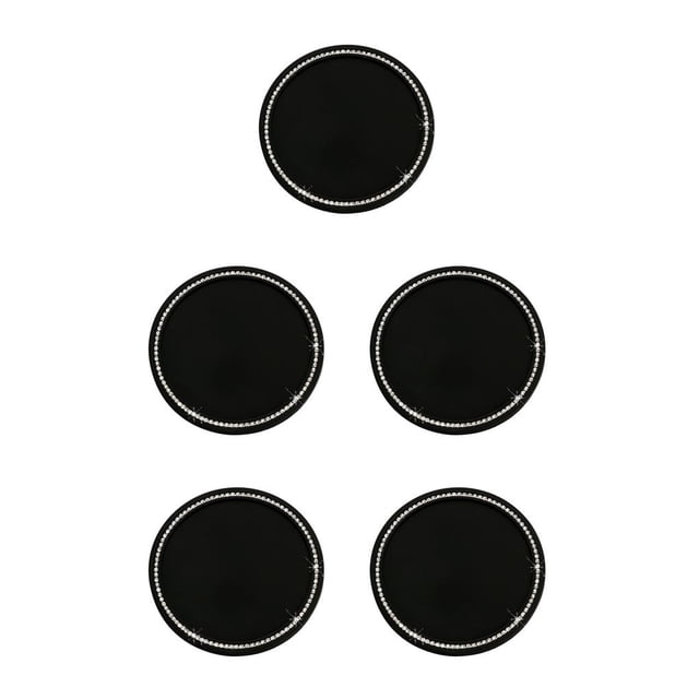 Bewildely Portavasos para coche Posavasos Bling Antideslizante Aislamiento térmico Diamante de imitación con incrustaciones Único Exquisito Diamante de imitación blanco 5piezas