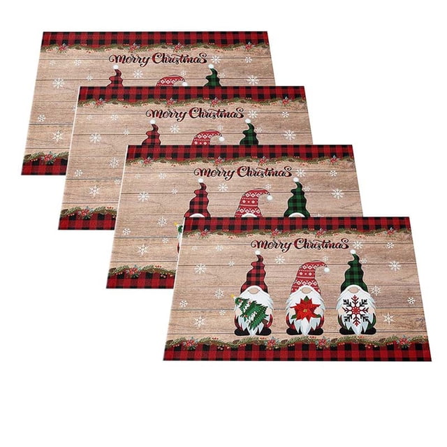 Christmas Linen Placemat Heat Insulation Mat Washable Table Mat Festive Decor Set