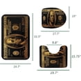 thumbnail image 2 of Dollar Bill Comfort Flannel Bathroom Rug Mats Set 3 Piece Soft Non-Slip with Backing Pad Bath Mat Contour Rug Toilet Lid Cover Absorbent Cool Rug Floor Carpet for Men's Room Decor Rainbow, 2 of 9