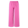 thumbnail image 2 of OGLCCG Cotton Linen Pants for Girls Teens Summer Casual Straight Leg Boho Pants Elastic Waist Beach Trousers with Pockets 4-15 Years, 2 of 6