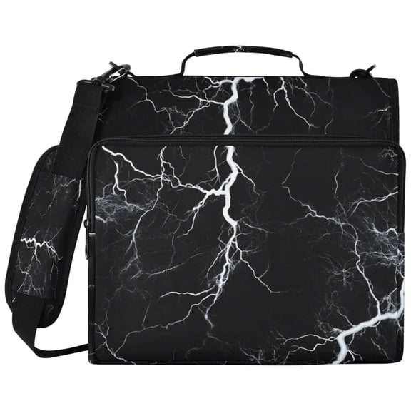 ALAZA Zipper Binder Black Marble Pattern 2 inch 3 Ring 500 Sheet Capacity Trapper Keeper File Folder Organizer Bag