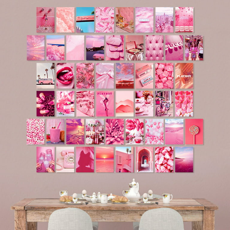 Wander More Wall Collage Kit Aesthetic Home Gifts for Her Pink Photo  Collage Kit Wall Decor Art 50 Printed Photos 
