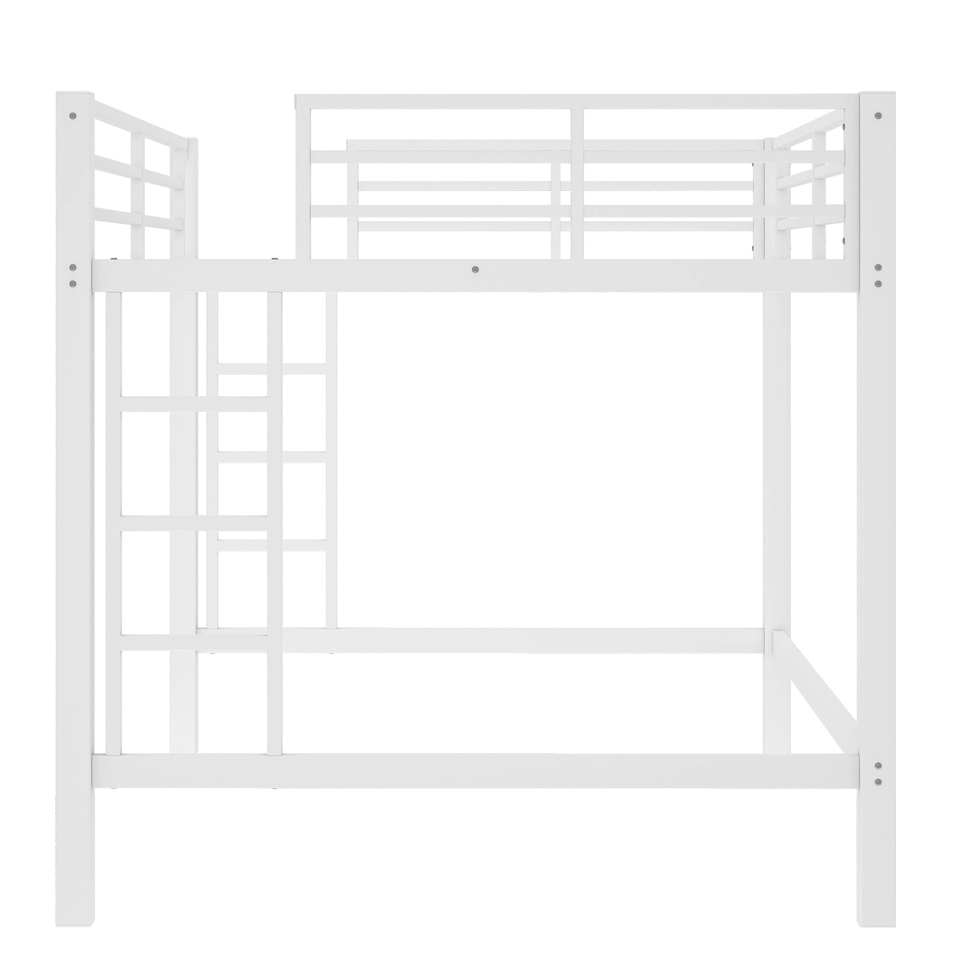 Leumius Loft Bed Queen Size,Heavy Duty Metal Bed Frame with Easy Climbing Ladder and Guardrails,White