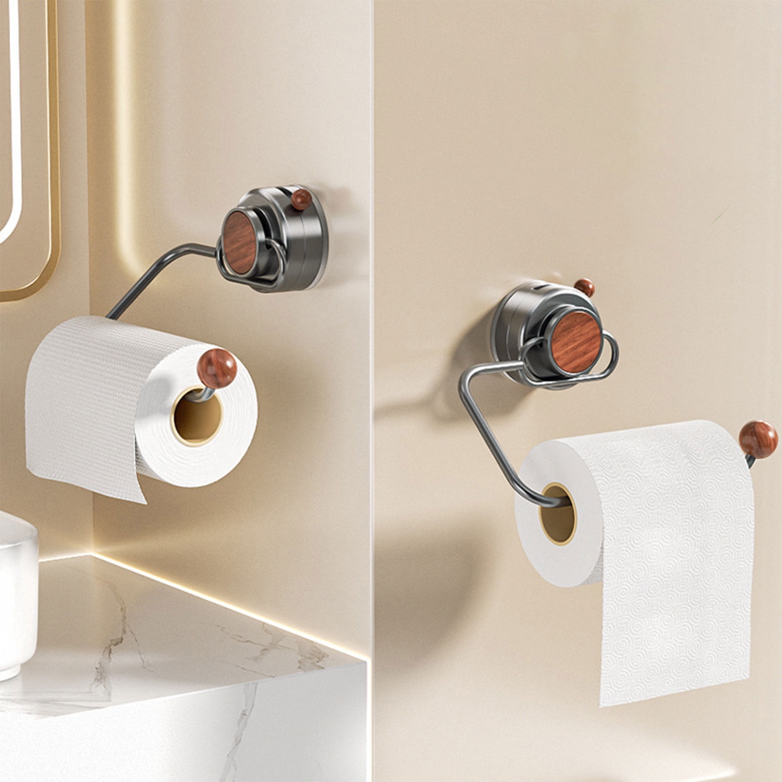 JilgTeok 2 Packs Vintage Toilet Paper Roll Rack Wall Mounted 180 Degree Rotation Easy Use Suction Cup Paper Towel Holder for Bathroom Kitchen Washroom