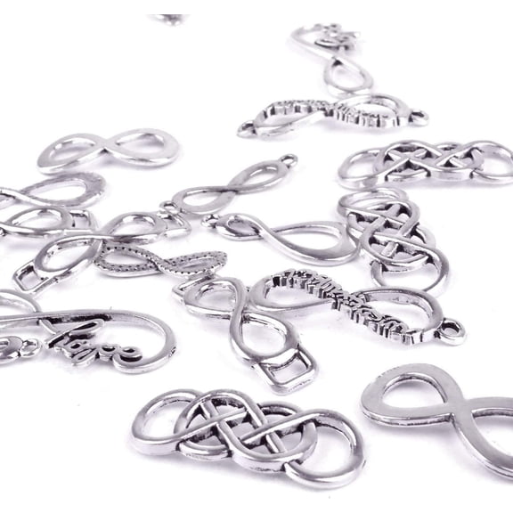 BronaGrand 50pcs Mixed Infinity Symbol Charms Pendants for Crafting, Jewelry Findings Making Accessory For DIY Necklace Bracelet