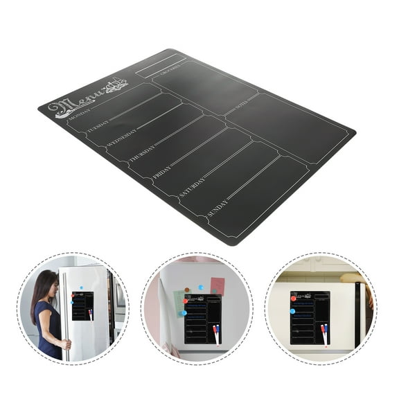 LEORX Refrigerator Planner Magnetic Weekly Menu Board Reminder PVC Black 1 Set