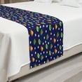 thumbnail image 2 of Cartoon Bed Runner, Unknown Flying Object Ufo in Sky with Clouds Playful Pattern, Decorative Accent Bedding Scarf for Hotels Homes and Guestrooms, Queen, Indigo and Multicolor, by Ambesonne, 2 of 2