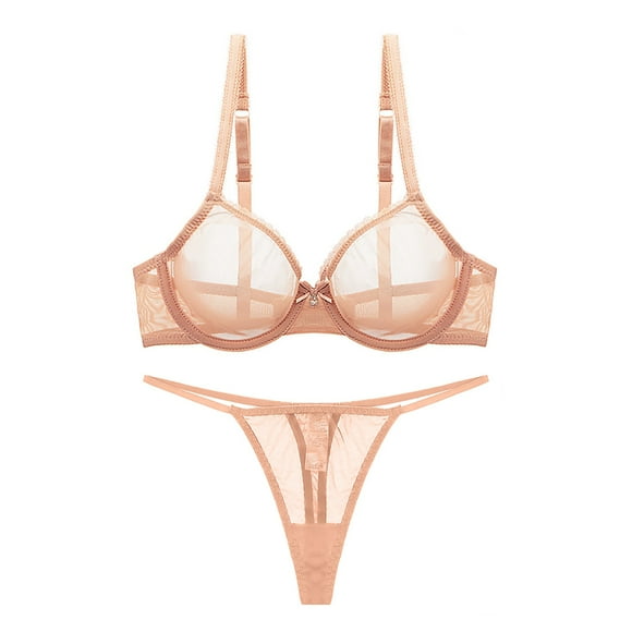 Varsbaby Ensemble de Lingerie Transparent pour Femmes avec Soutien-Gorge à Armatures et String