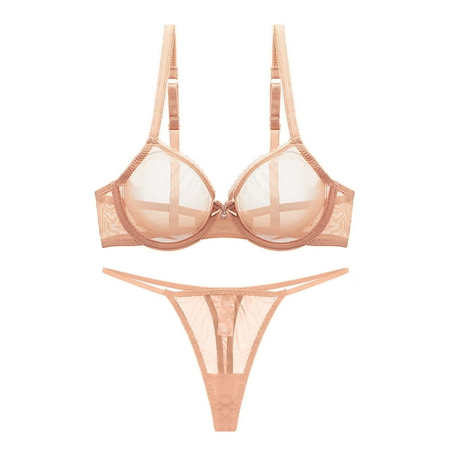 Varsbaby Ensemble de Lingerie Transparent pour Femmes avec Soutien-Gorge à Armatures et String