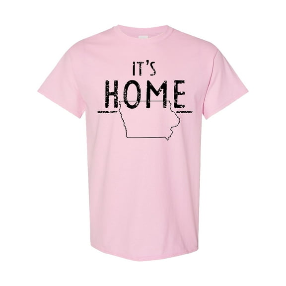 Inktastic It's Home State of Iowa Outline Distressed Text T-Shirt